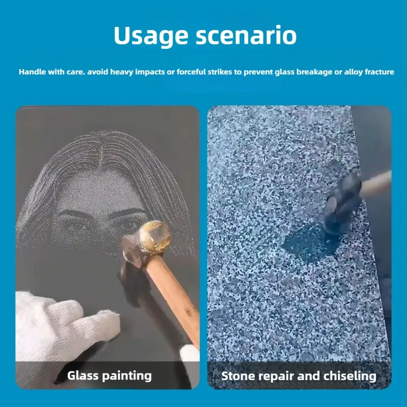 Glass Painting Hammer Portable Alloy Pointed Hammer Hand-carved Granite Concrete Painting Tools Carving Chiseling Tool