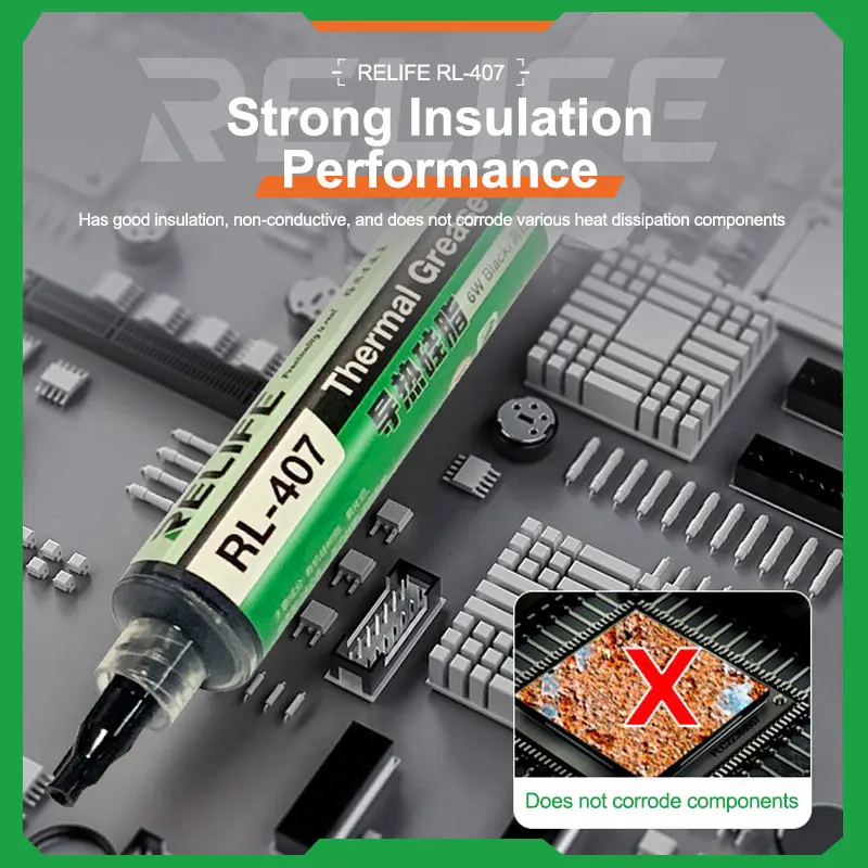 Relife RL-407 thermische silica cpu kühl paste cpu pcb elektronische komponenten kühlung allgemeine thermische silikon silikon paste