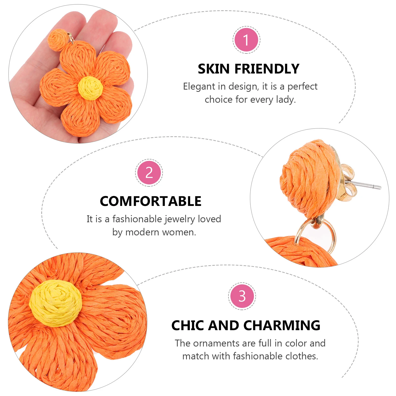 

Raffia Weaving Bright Color Earrings Woven Elegant Look Costume Props Gift Female Friends Daily Wear Special Occasions