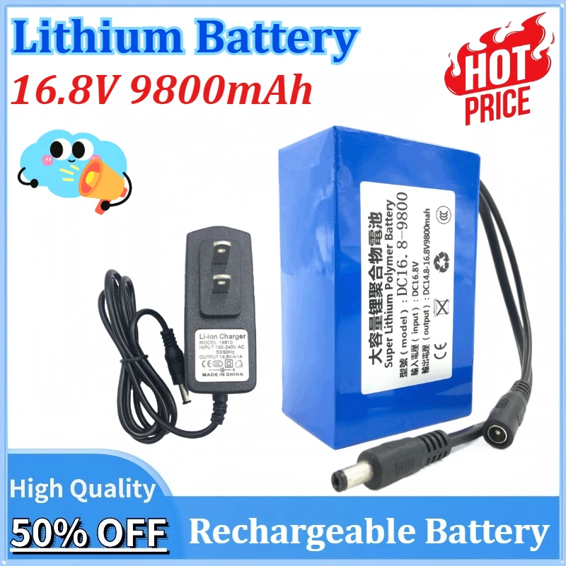 

New 14.8V/16.8V 9800mAh Battery Pack High-Capacit 18650 Lithium Ion Rechargeable Batteries for CCTV Cam Monitor Audio Amplifier