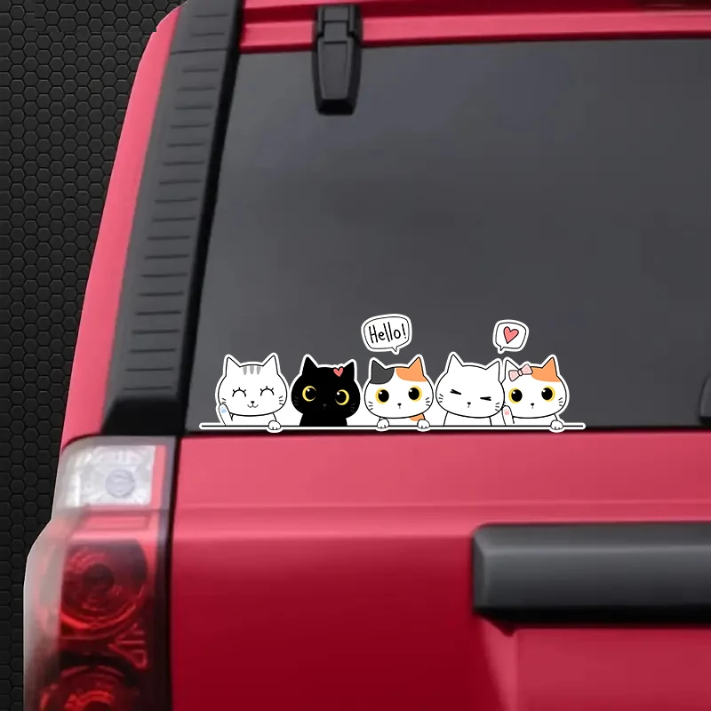 24x7cm Car Sticker Cute Cartoon Cat Vinyl Stickers Waterproof Decals Car Accessories Decor Pegatinas Para Coche