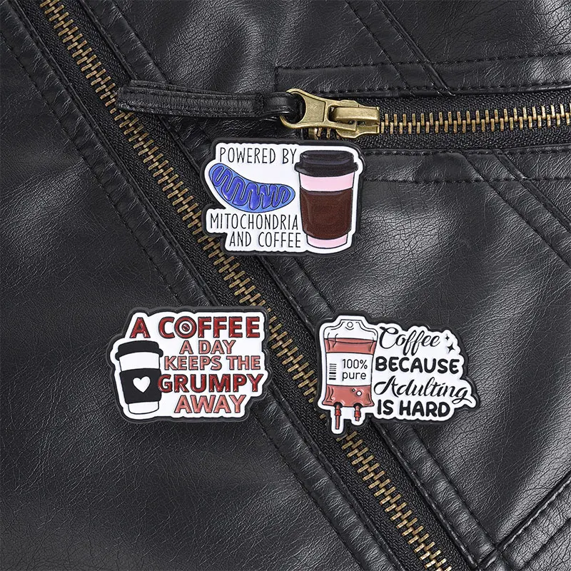 Powered By Mitochondria And Coffee Enamel Pin Science Nerd Design for Biology Students and Lab Techs Everyday Bag Decoration