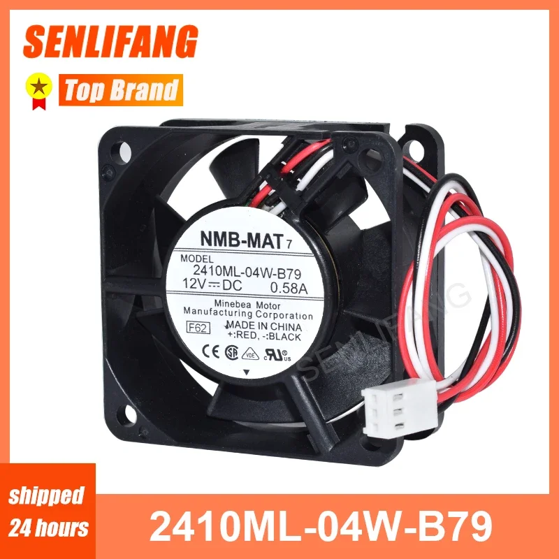 2410ML-04W-B79 New 6CM Fan For NMB-MAT Cooling 60*60*25MM 3Lines 12V 0.58A