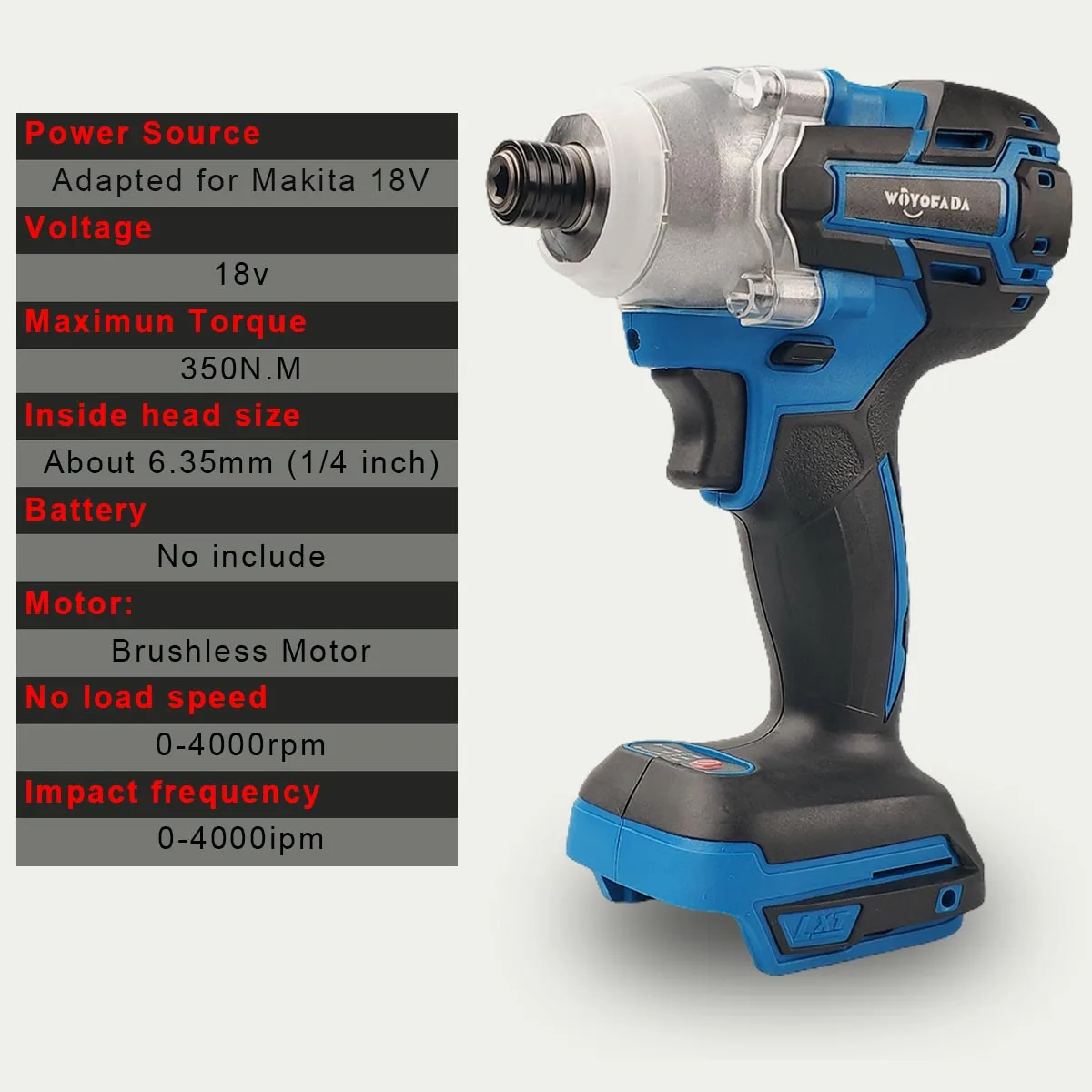 18V Cordless Electric Screwdriver Speed Brushless Impact Wrench Drill Driver Power Tool For Makita 18V Battery (No Battery)