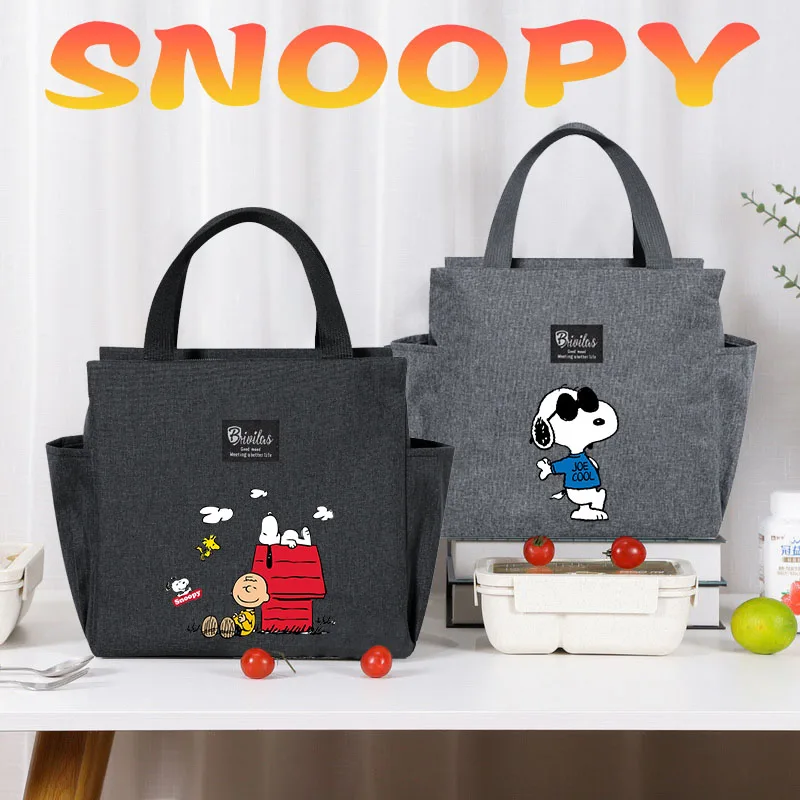 Snoopys Thermal Lunch Bags Cartoon Student School Food Cooler Handbags Women Man Picnic Bento Pack Birthday Christmas Gifts