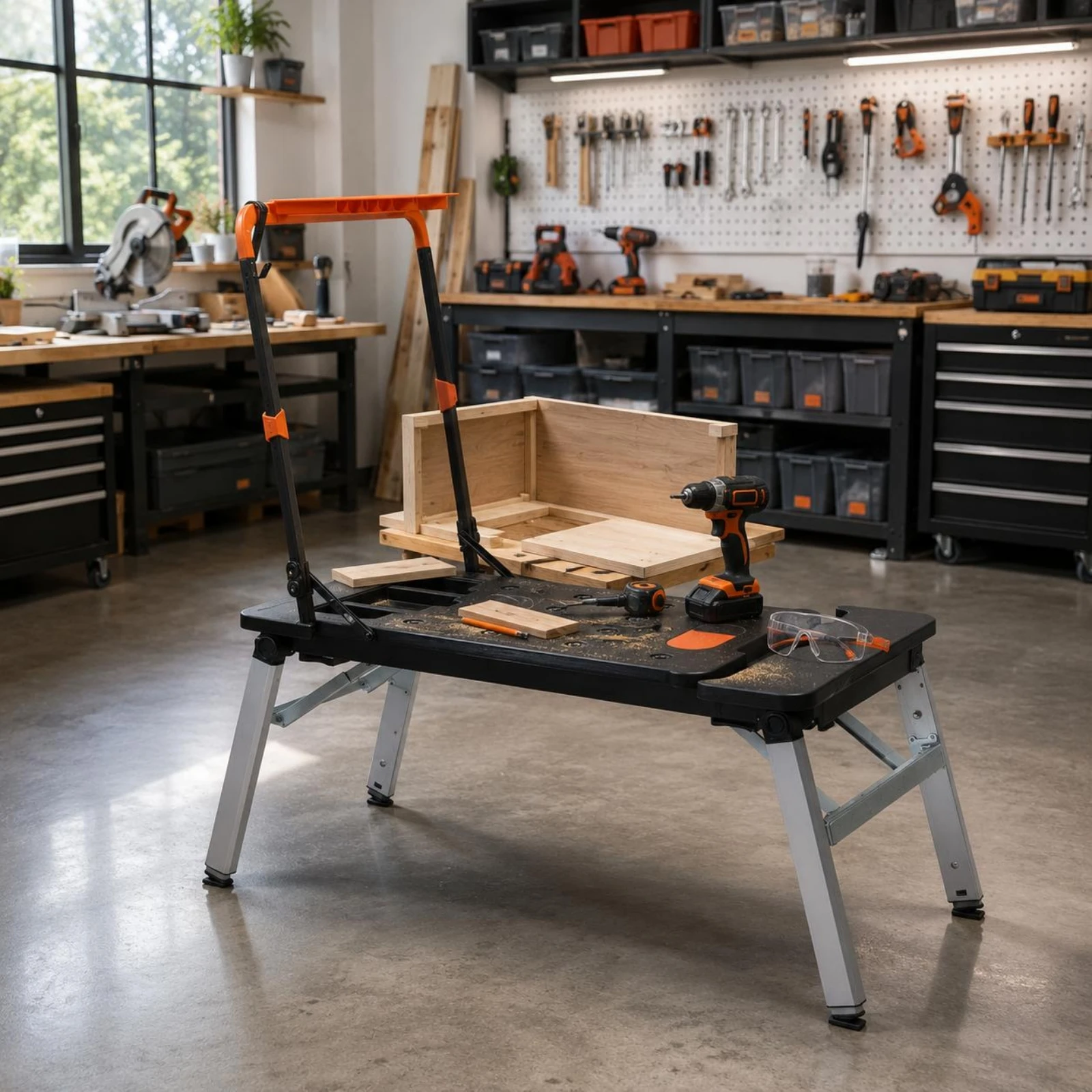 Picture 4: Multifunction Workbench Foldable Multi-Function Workbench Work Equipment Side Extension Carry Handle for Workshop