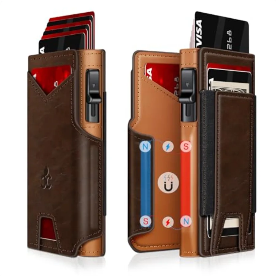 Portefeuille pour hommes portefeuille avec porte-carte Pop Up mince 913 cartes portefeuille intelligent minimaliste à deux volets blocage RFID porte-carte de crédit wi