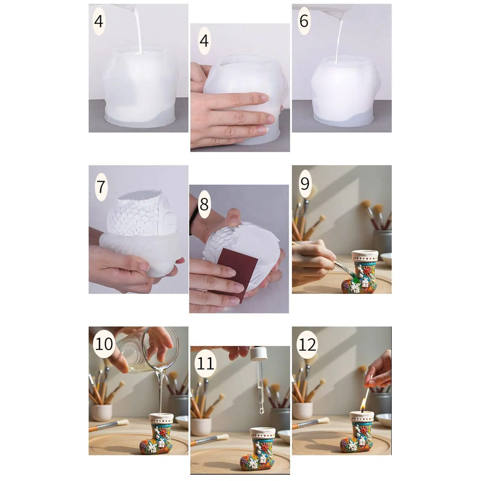 

Christmas Stocking Silicone Mold 3D Stocking Resin Mold Candle Holder Home Decor Wax Clay Epoxy Casting Jar Craft Moulds