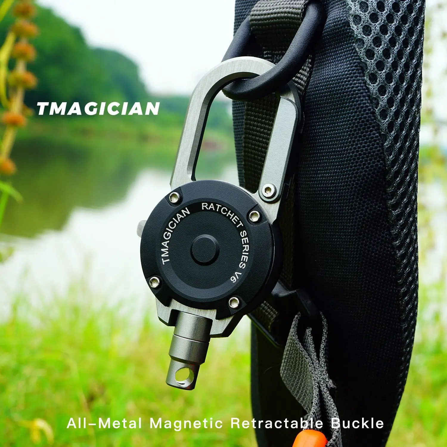 TC4 Titanium Aluminum Alloy Retractable Heavy Duty Pull Reel Carabiner Strong Steel Wire Lost Rope Buckle Ring Outdoor Keychain