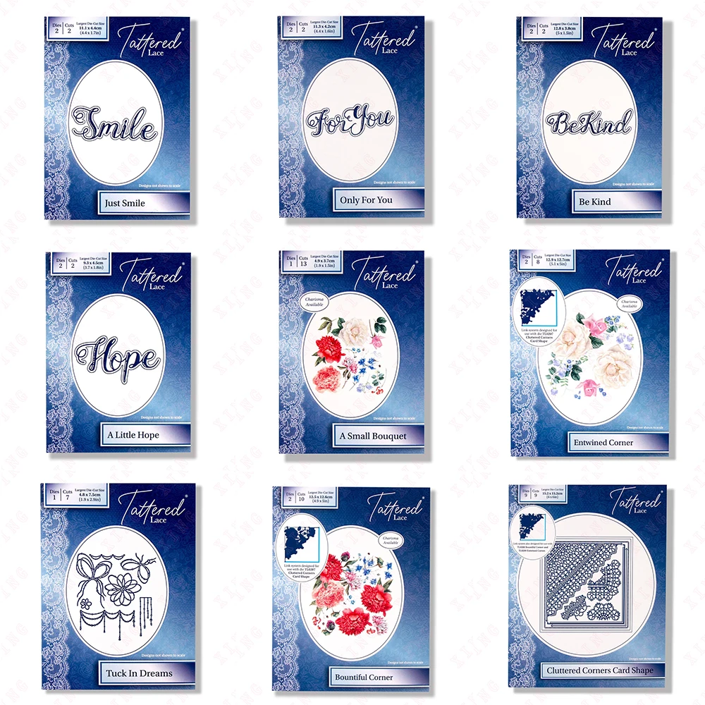 New Diy Decor Embossing for You Smile Be Kind Hope Bouquet Tuck in Dreams Entwined Bountiful Cluttered Corner Card Shape Die Set