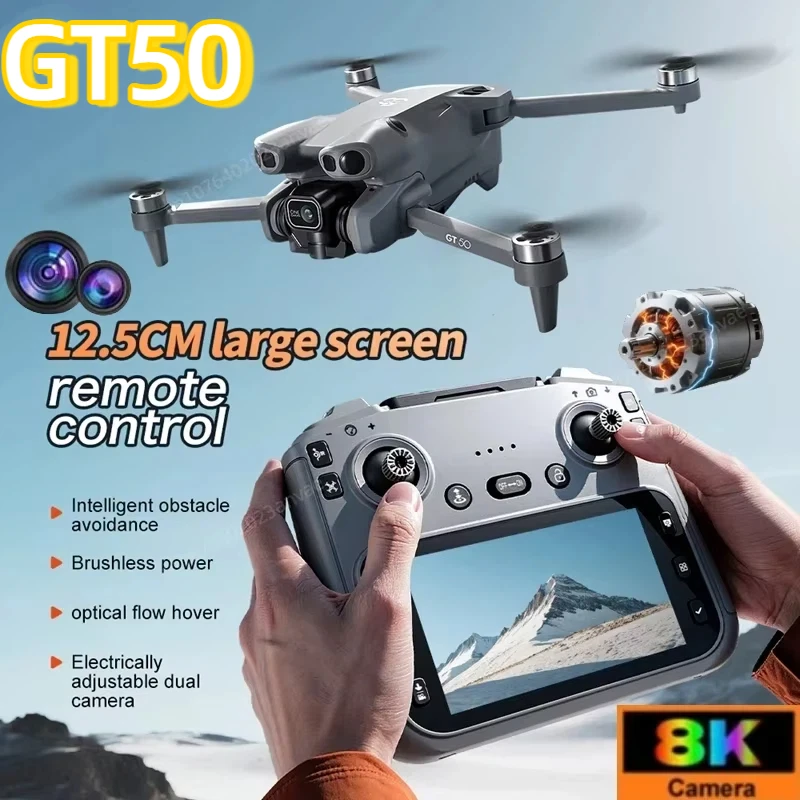 GT50 RC Drone 8K HD Aerial Photography Remote Control Aircraft Dual Camera WIFI GPS Three Sided Obstacle Avoidance Quadcopter