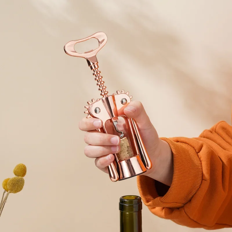 1pc Rose Gold Wing Corkscrew Wine Beer Bottle Opener Utensils Kitchen Gadgets Multifunction Stainless Steel Wine Accessories