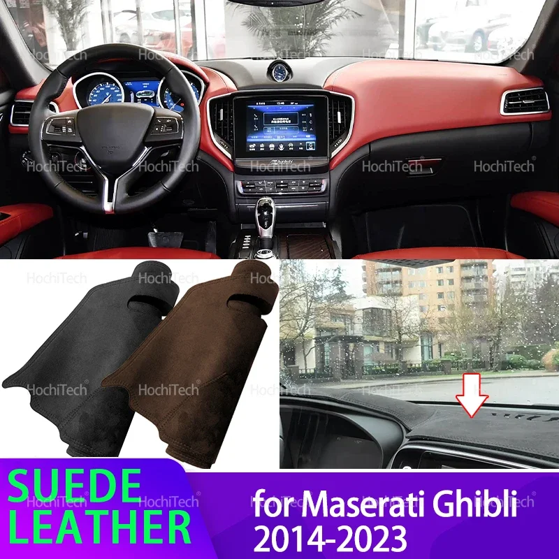 Image of Sonnenschutz-Teppich, rutschfeste Unterlage für Maserati M157 Ghibli 2014–2024, Anti-UV-Wildleder, Dashmat, schwarze Armaturenbrett-Abdeckung