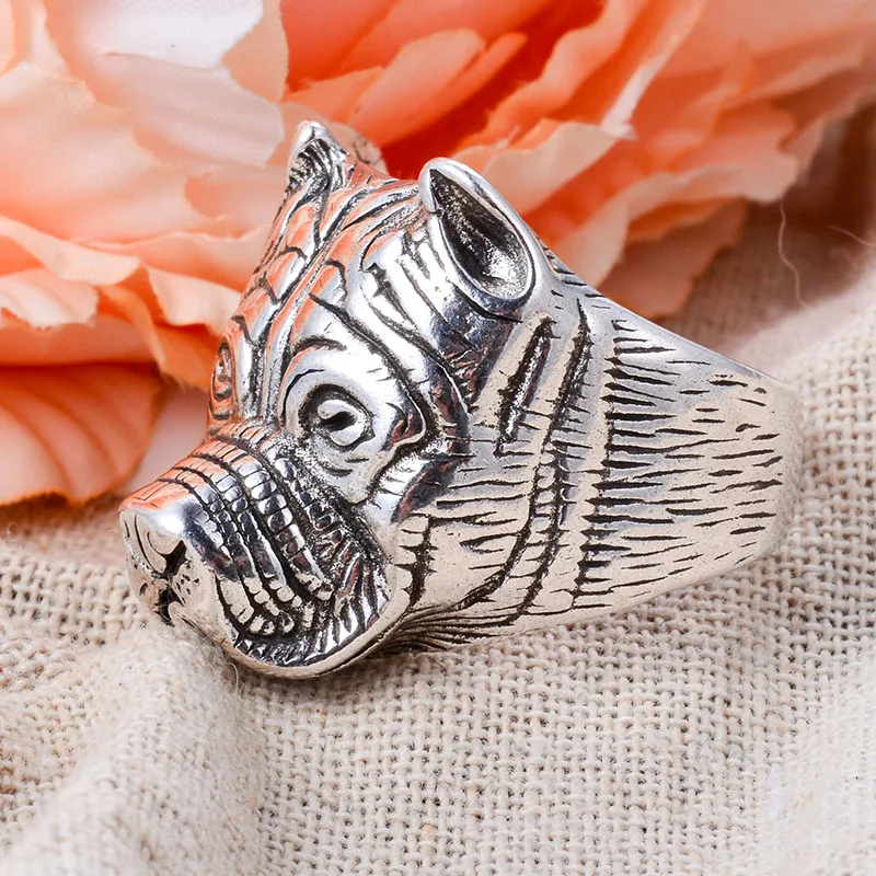 New Arrival Retro Bulldog Animal Design Thai Silver Unisex Party Ring Jewelry For Women Men Birthday Gifts No Fade