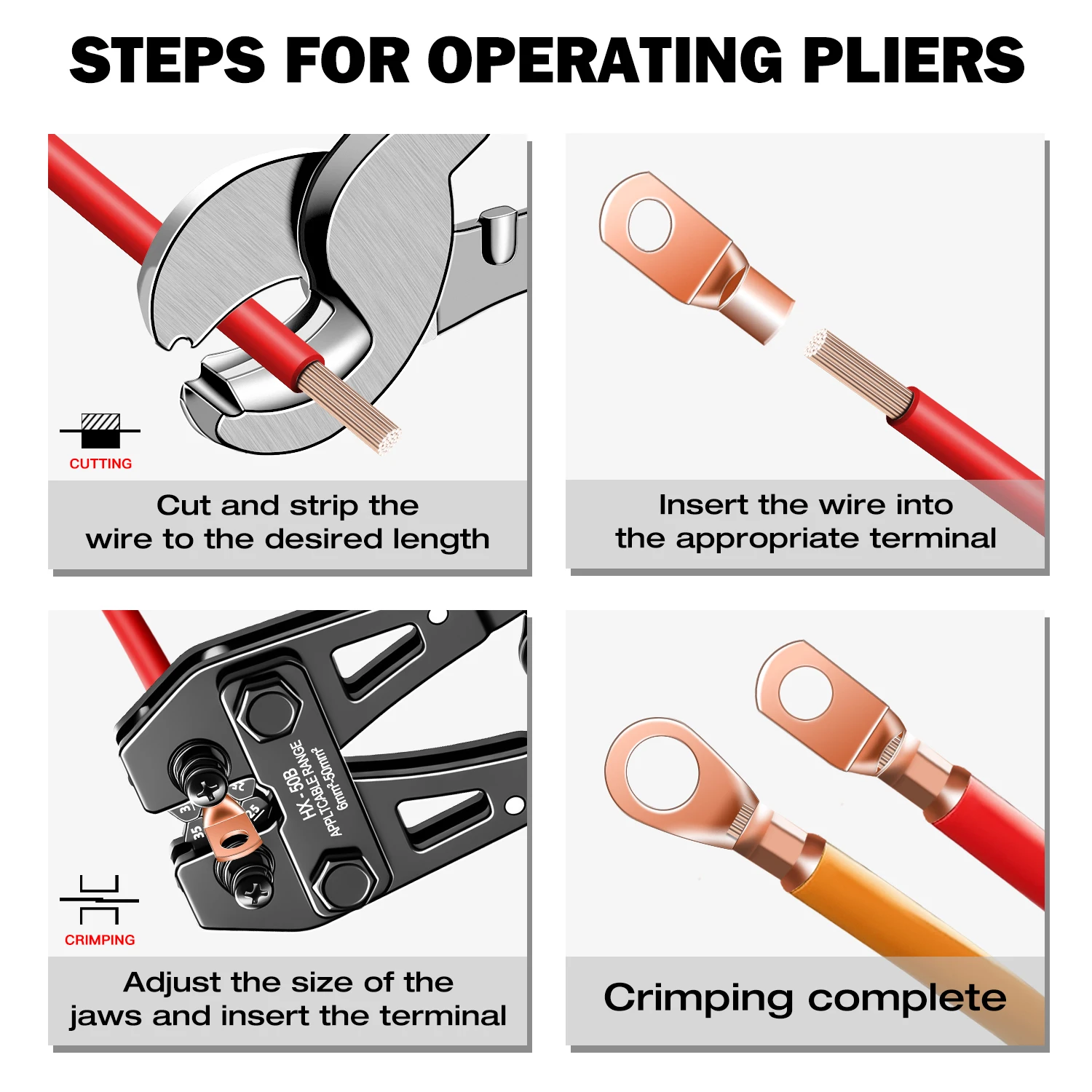 HX‑50B Heavy‑Duty Cable Lug Crimper Pliers 6‑50mm² AWG 10‑0 Hexagonal Crimp for Automotive Electrical Wire Terminal Hand Tool - view 6