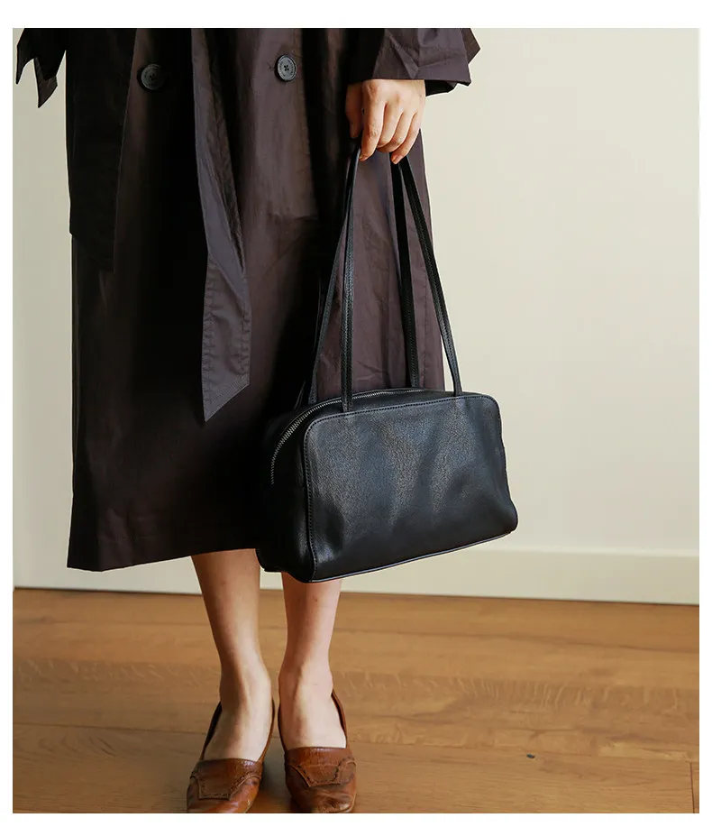 Lässige Designer-Handtasche aus weichem, echtem Leder, Damen-Umhängetasche, modisch, schlicht, luxuriös, aus echtem Rindsleder, Damen-Unterarmtasche – Detail 11