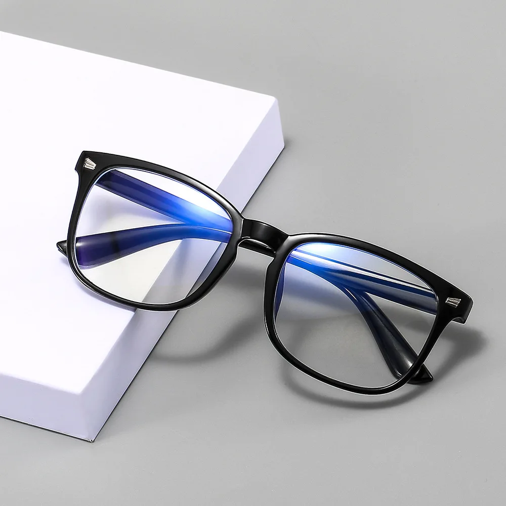 Modische Unisex-Quadratbrille, schlichte Brille, Vollrahmenbrille für Männer und Frauen, Strahlenschutz, optische Brille
