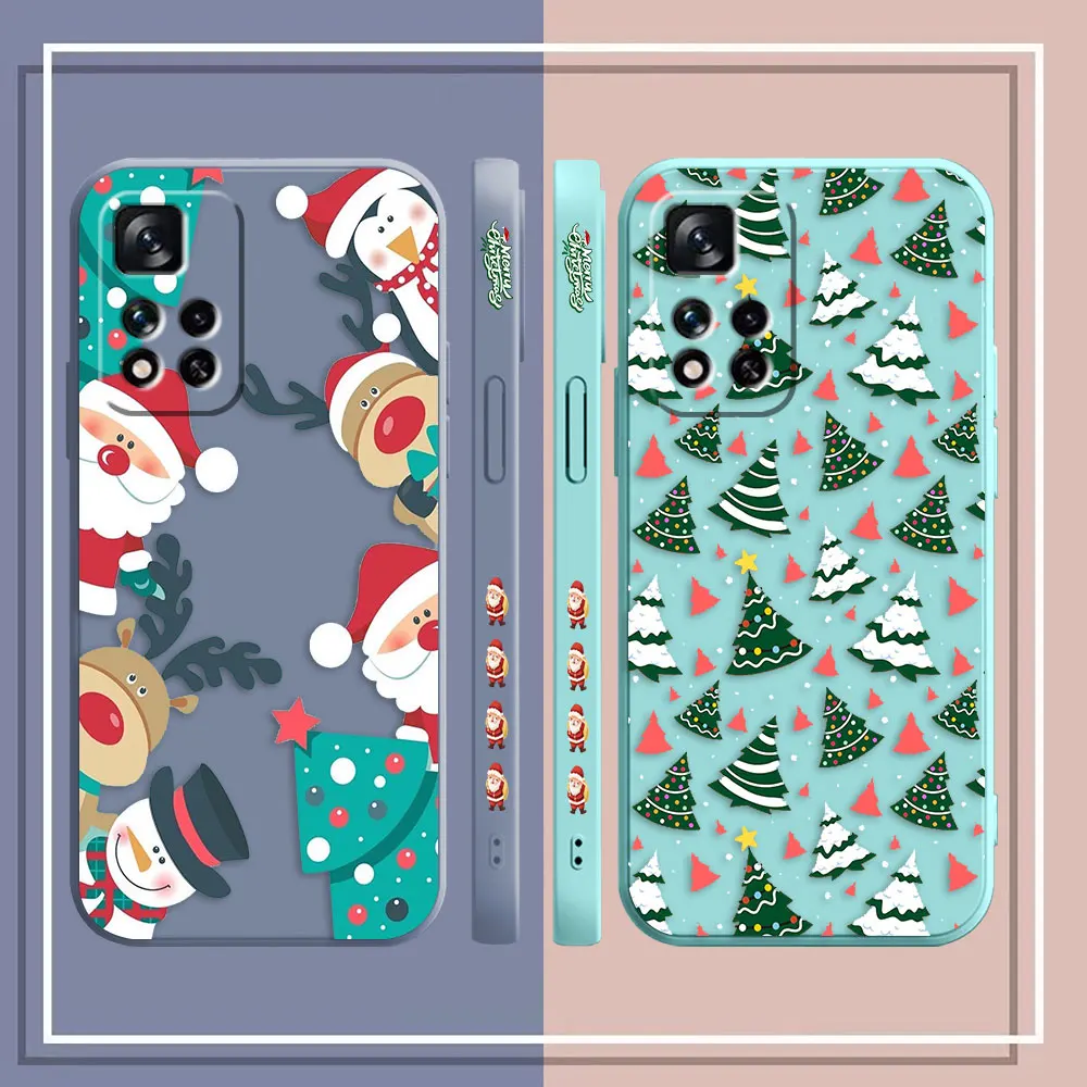 Phone Case For Redmi Note 13 12 11 11T 12S 11S 10 8 PRO PLUS 4G 5G Case Cover Fundas Cqoue Shell Capa Merry Christmas Tree Santa