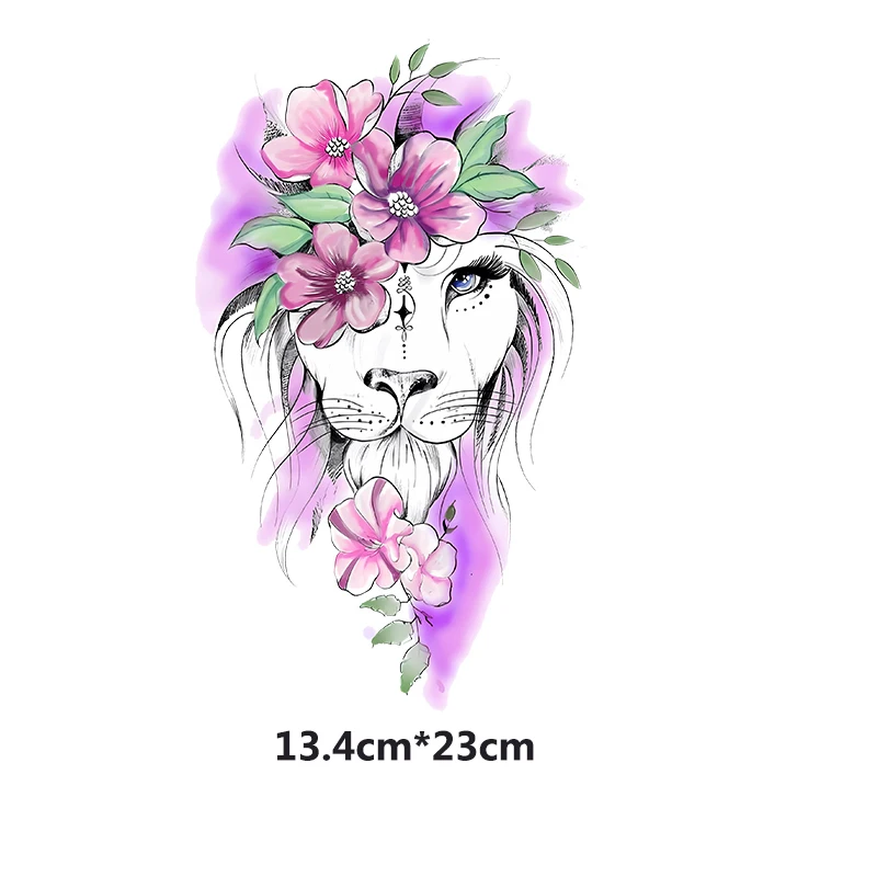 Fine Colorful Flower Lion Heat Transfer Clothes Stickers Iron On Patches Diy Shirt Sticker For Clothes Decal Factory Wholesale