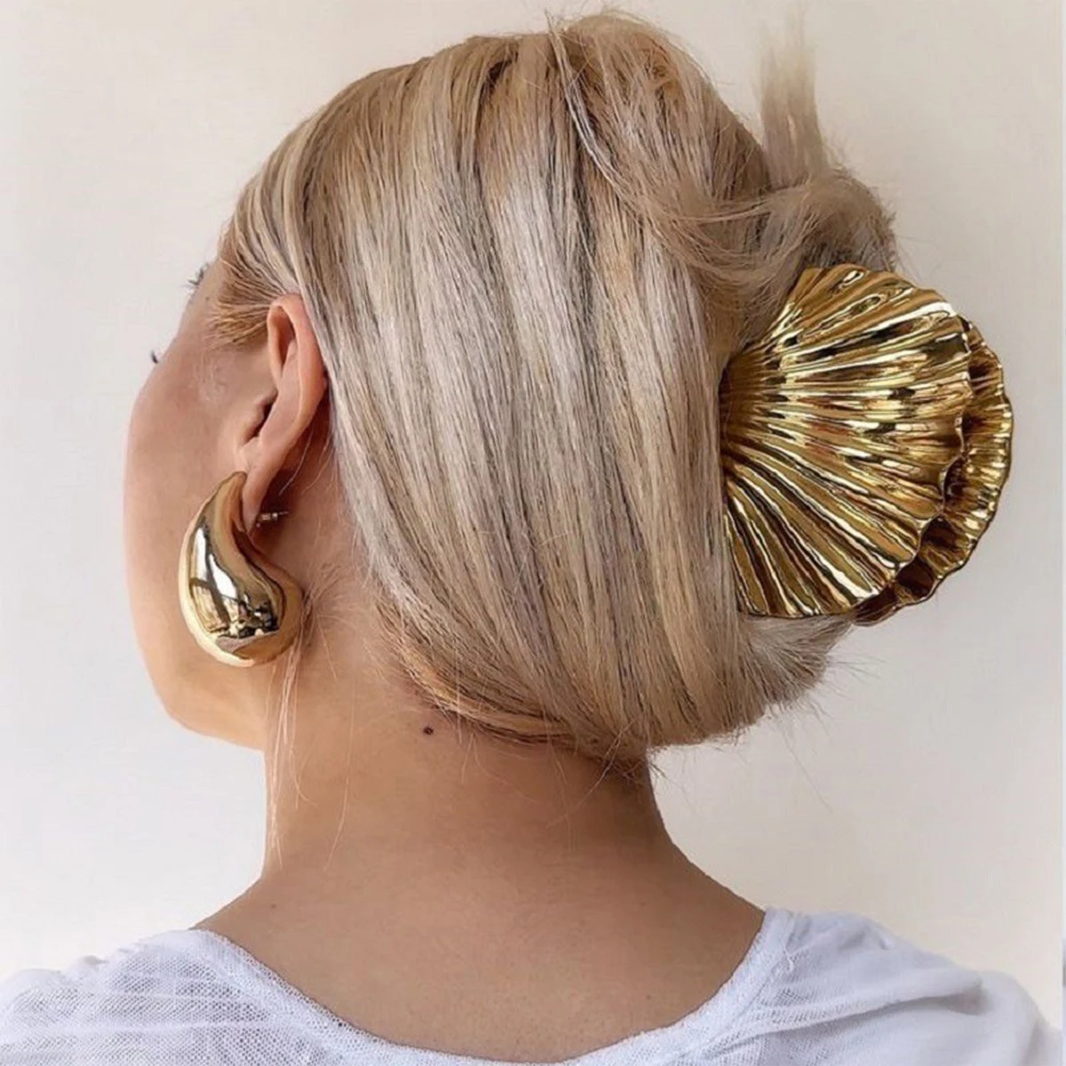 Light luxury shell type environmentally friendly alloy grab clip, back of the head pan hairpin, fashion horsetail shark clip