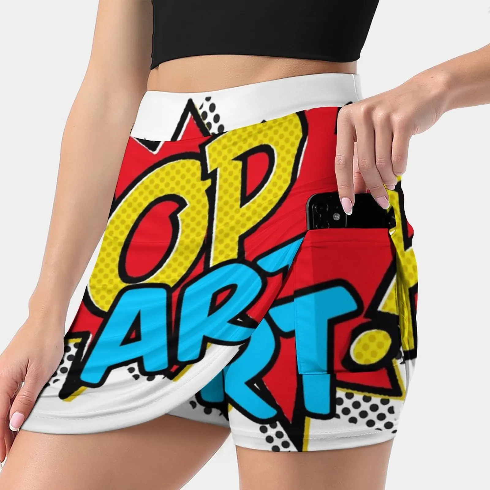 

Pop Art Korean Fashion Skirt Summer Skirts For Women Light Proof Trouser Skirt Bright Colorful Colourful Pop Red Yellow Black