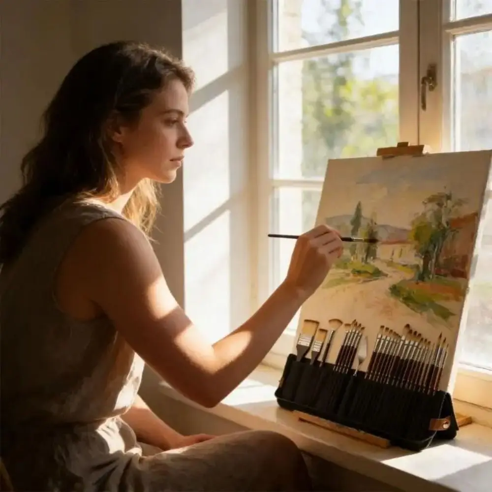 

Набор для рисования 26 предметов с кистями: портативный художественный набор для гуаши и акварели с деревянными ручками, художественные принадлежности