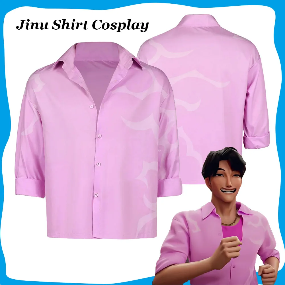 

K-Pop: Demons Hunter Jinu Cosplay Pink Shirt Costume for Adult Men Boy Fantasy Fan Disguise Top Clothing Halloween Carnival Suit