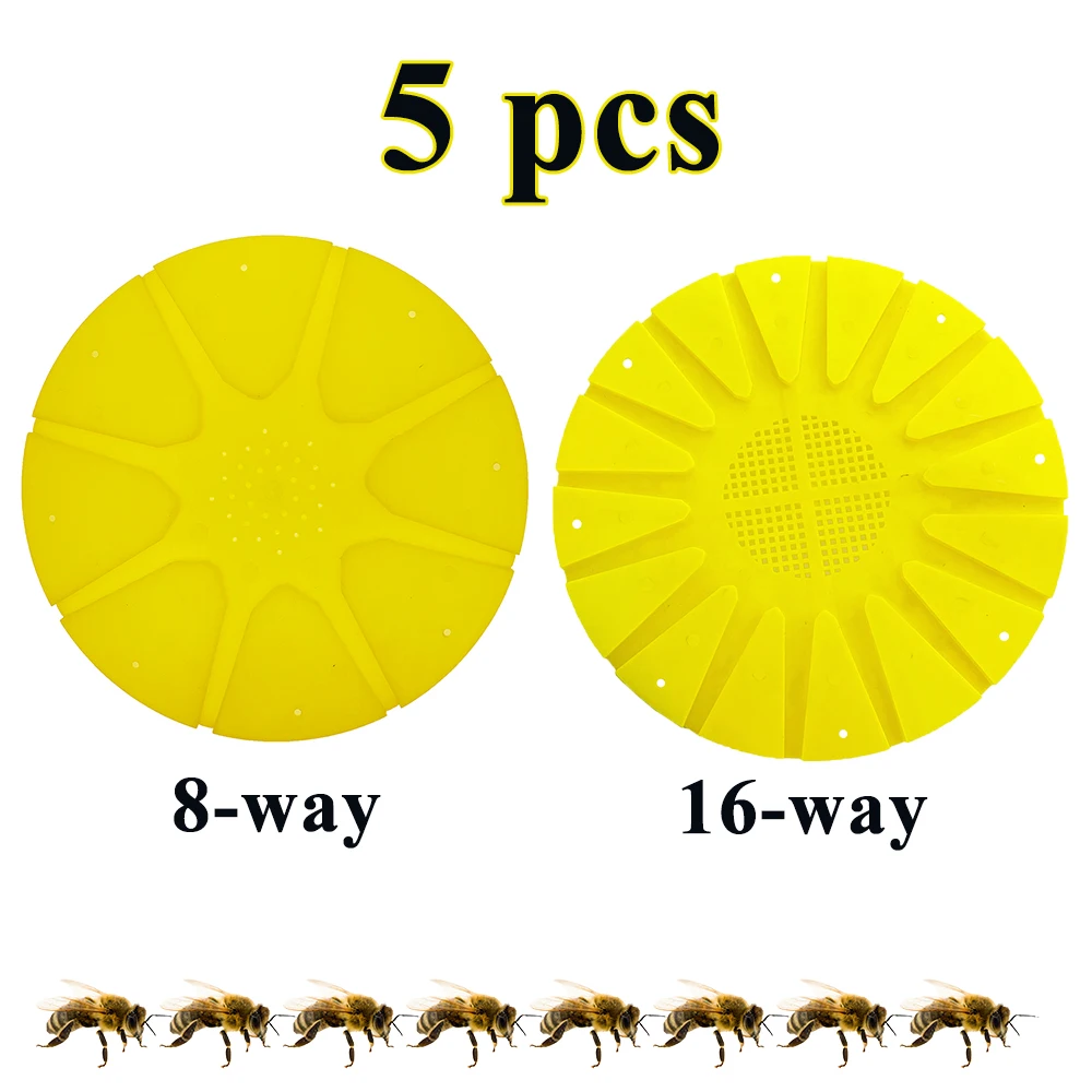 Plastic Hive 8 Ways 16 Ways Bee Super Clearer Board Rapid Escape Fly Round Disc Adapter 25mm Outlet Outputs Beekeeping Tool 5PCS