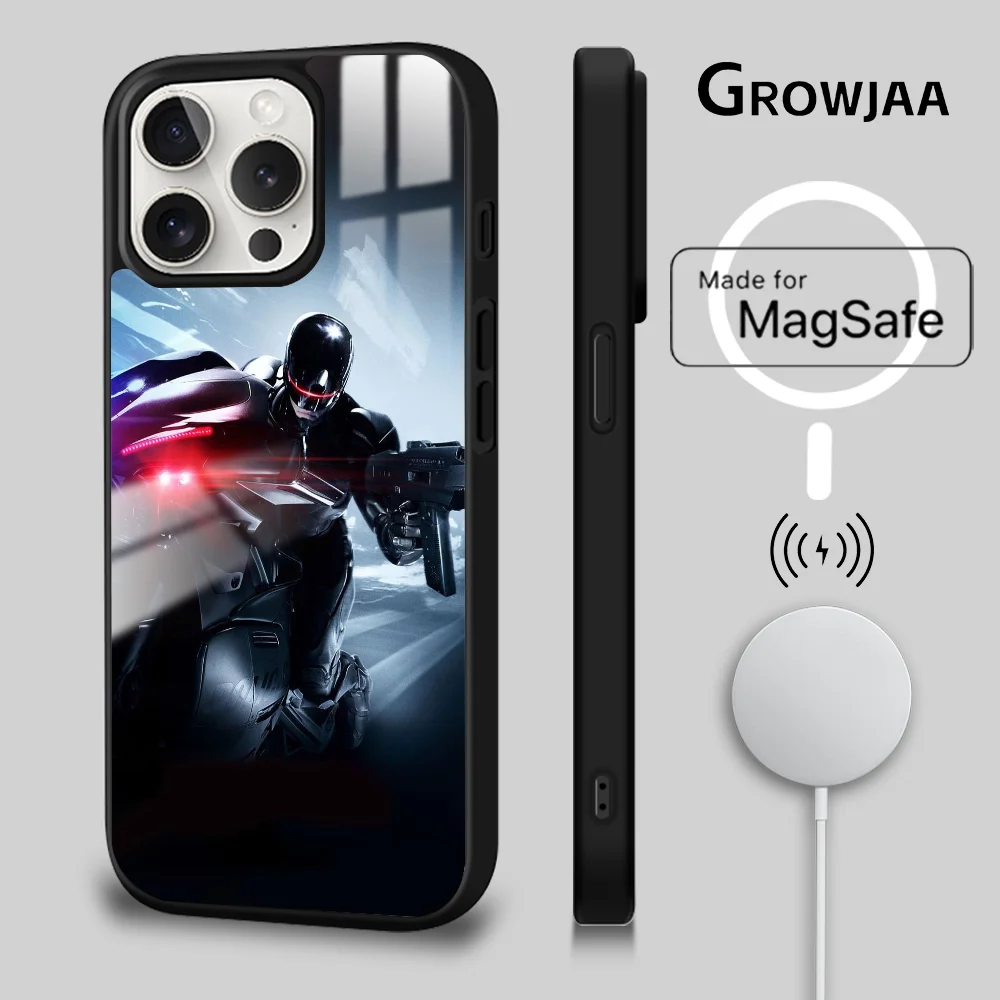 R-Robocop Movie Phone Case For iPhone 16 15 14 13 12 11 Pro Max Plus Mini Magsafe Mirror Wireless Magnetic Cover