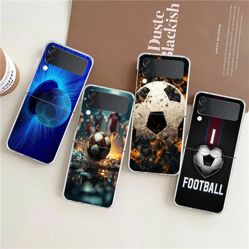 

Football Sport Soccer Hard PC Phone Case For Samsung Galaxy Z Flip 4 5 6 Black Cover For Galaxy Z Flip 3 Foldable Shockproof Bag