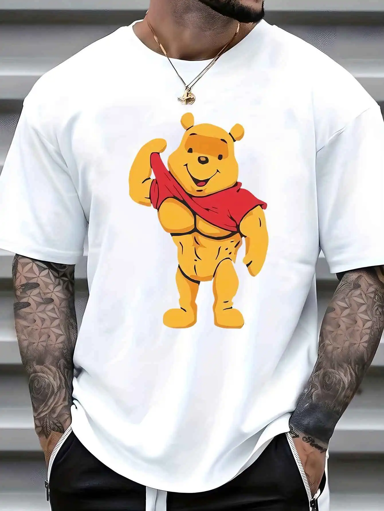 

Летняя футболка с Винни-Пухом для мальчиков и девочек, детская семейная одежда для родителей и детей, повседневная одежда большого размера для мужчин и женщин с коротким рукавом Y2k