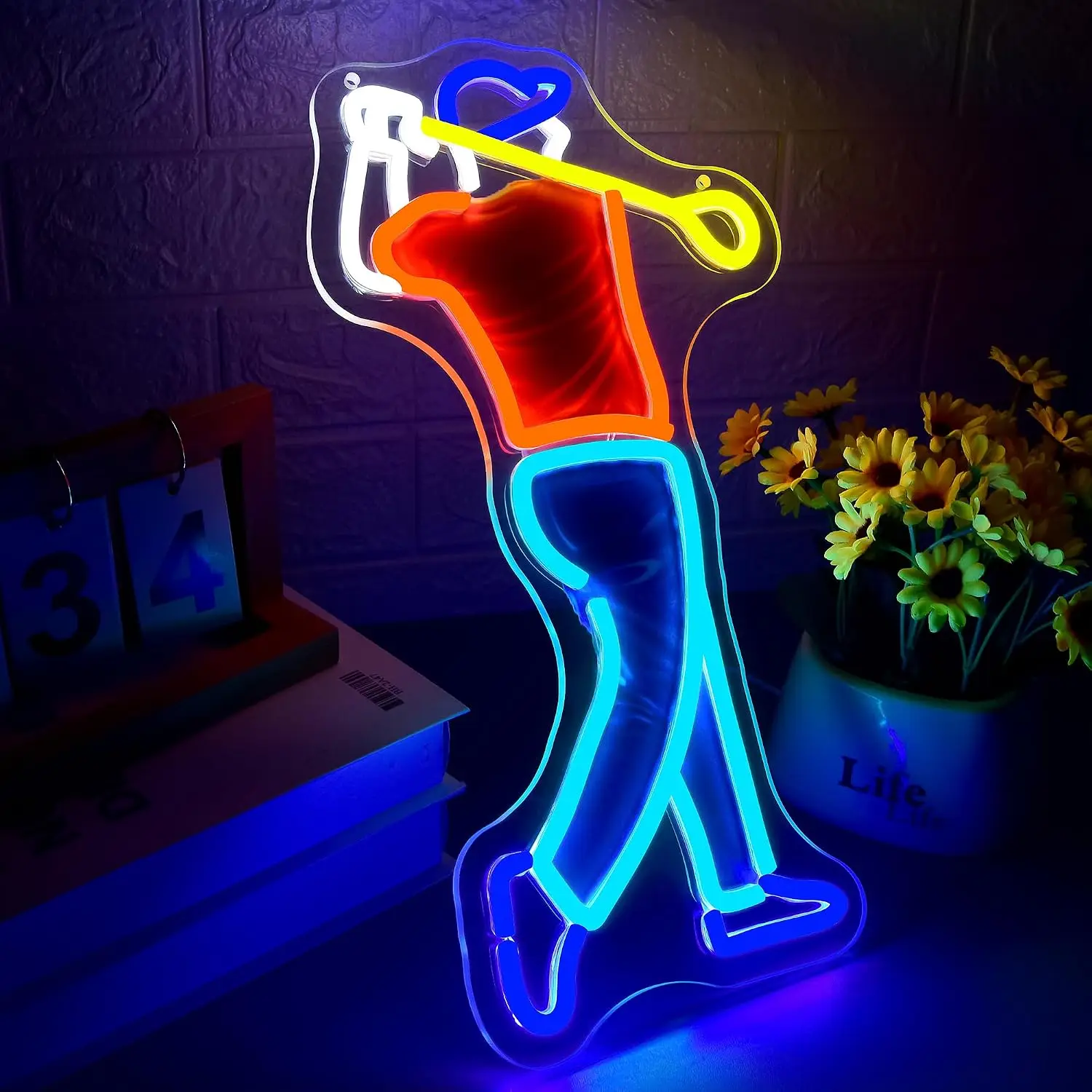 Golfer Swing Neon Sign USB Powered LED Neon Light Art Wall Decor Golf Club Man Cave Bedroom Sport Club Night Lamp Birthday Gift
