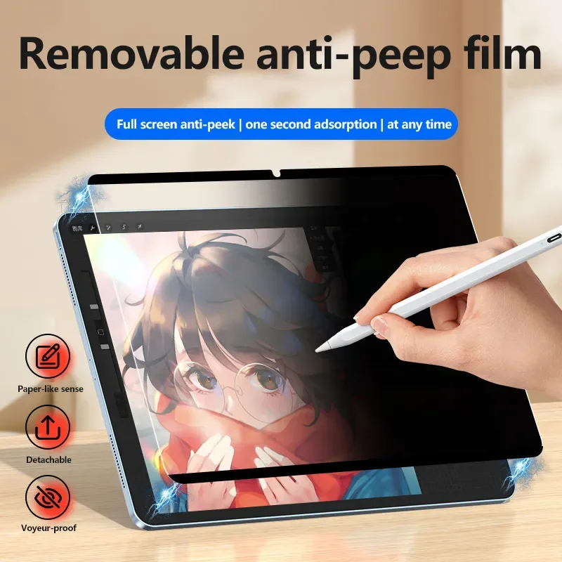 Removable Magnetic Privacy Film For New iPad A16 11th/10th 7/8/9th Gen Air 5 4 M2 M3 11 13 inch Mini 6 7 A17 Pro 11 13 12.9 