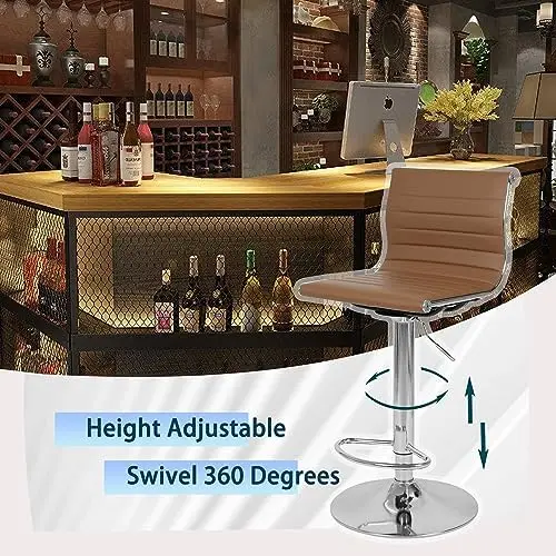 Swivel  Stools Set of 2, Counter Height  Stools with Back Support, Leather  Stools with Adjustable Height.  Stools for Kitchen I