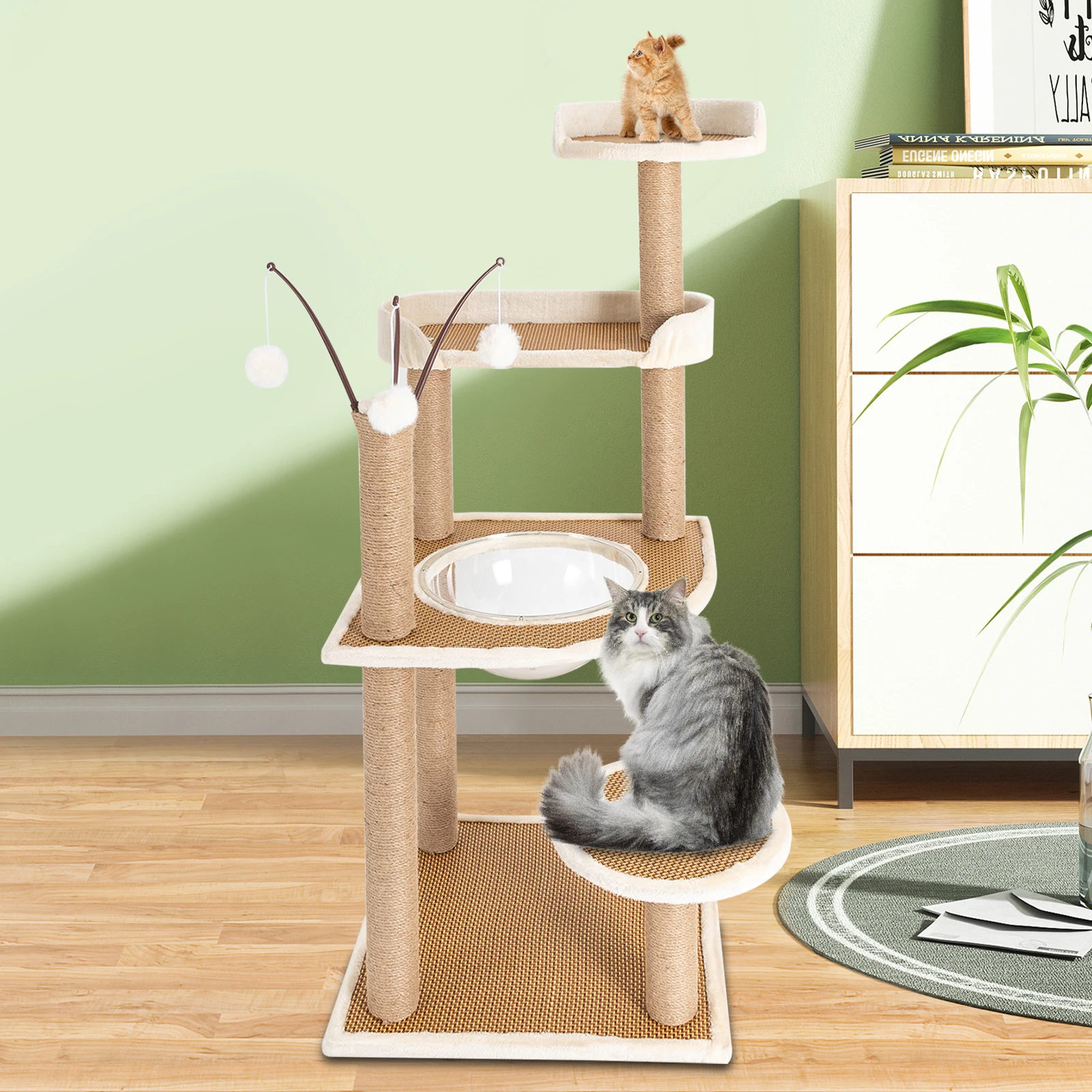 

Multi-Level Cat Tree Multi-function Modern Cat Tower for Indoor Removable Cat Scratching Posts Brown