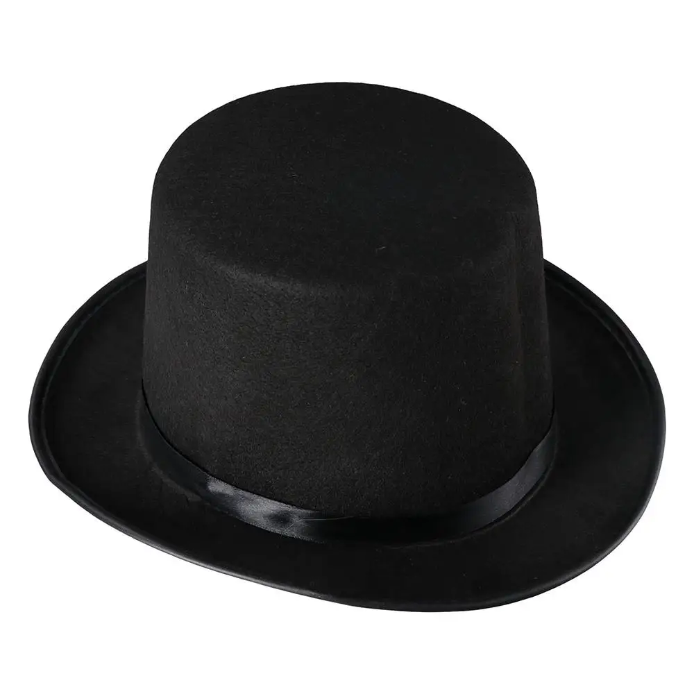 

Role Play Black Halloween Props Fancy Dress Costume Cosplay Magician Top Hat Performed Hat Bowler Top Hat Retro Top Cap