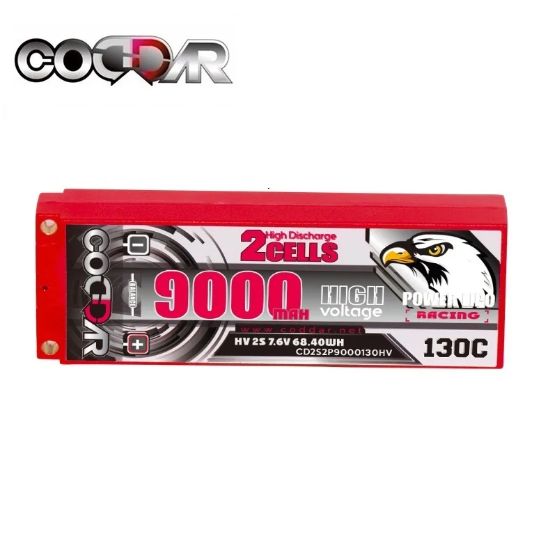 

CODDAR 2S2P Lipo Батарея 7,6 В 9000 мАч 130C HV Батарея для 1:10 Drift Flat Run Climbing RC Car Литиевая батарея Жесткий чехол Батарея