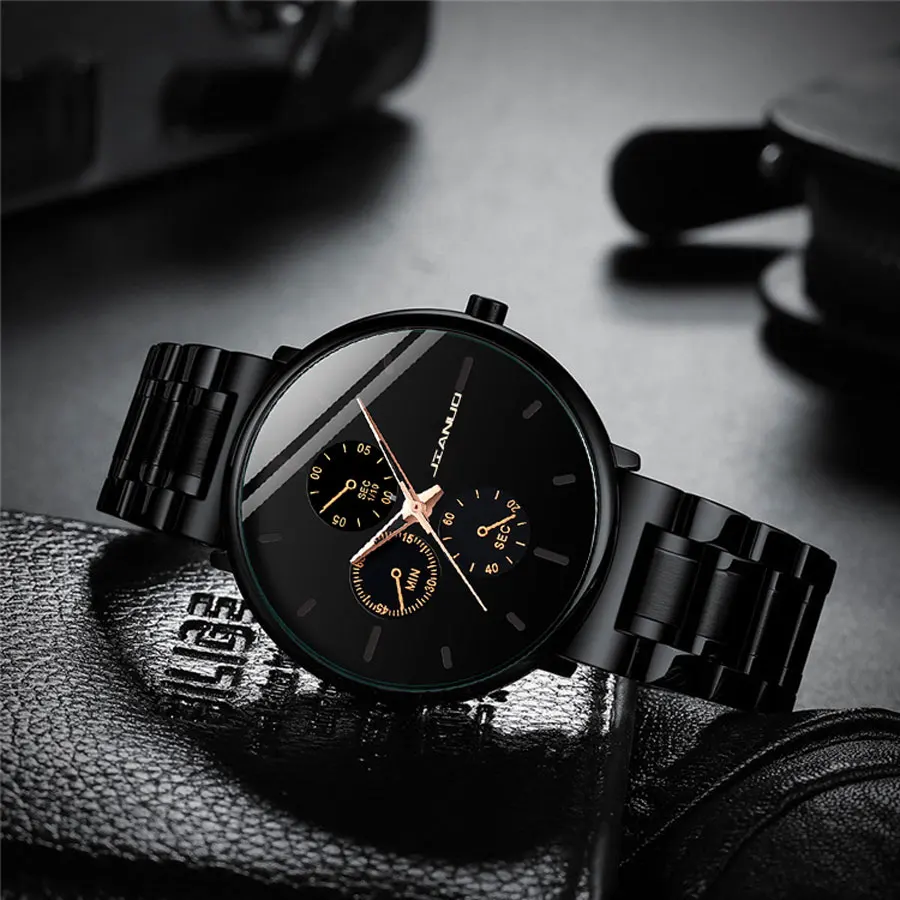 

Korean style ultra-thin men's watch with stainless steel strap, British men's scale, simple quartz watch