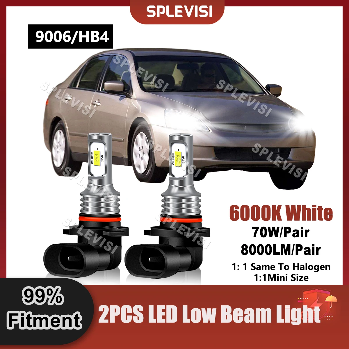 

Brighter White LED 9006/HB4 Headlight Low Beam 9V-24V 8000LM For Honda Accord 1997 1998 1999 2000 2001 2002 2003 Car Low Light