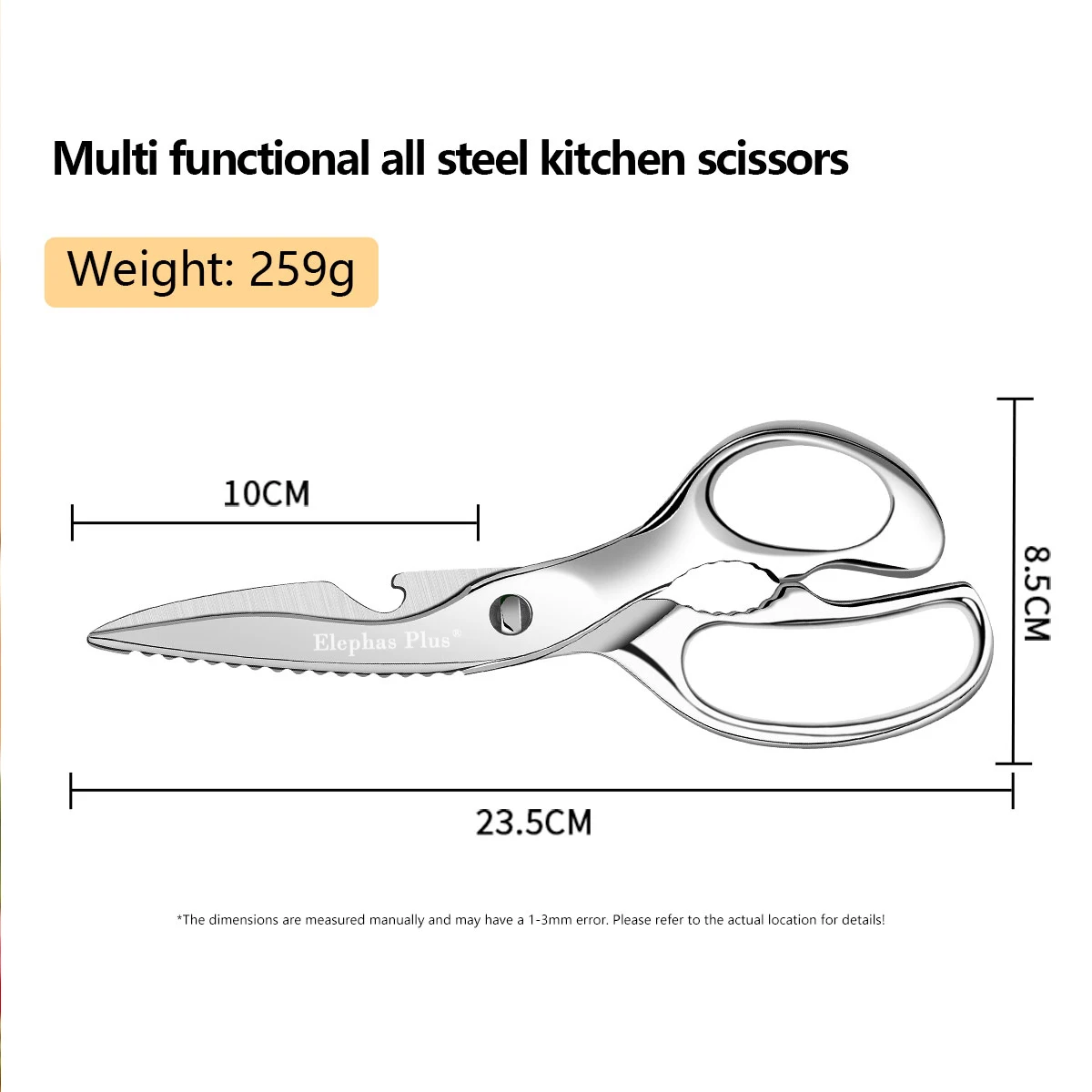 

Stainless Steel Kitchen Scissors, Detachable All Steel Multi-Purpose for Chicken Bone Fish Cutting, Professional Cooking Tool
