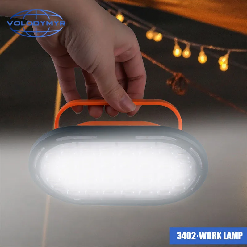VOLODYMYR Outdoor Camping Solar Rechargeable Floodlight Portable Magnetic Stand BBQ Auto Repair Work Light Emergency Tube 50W