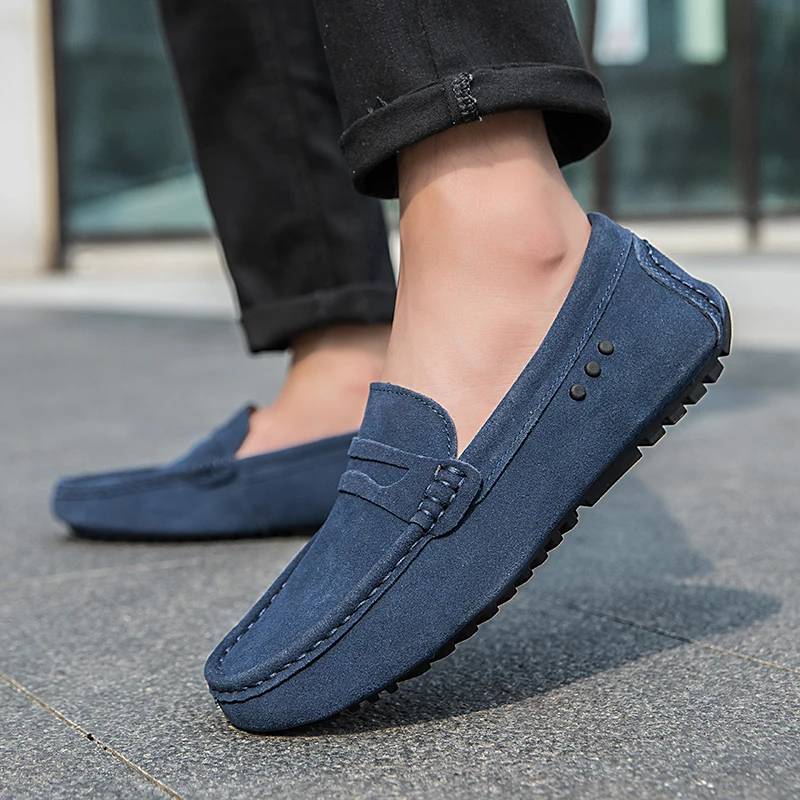 

Модные простые кожаные лоферы, мужская удобная универсальная кожаная повседневная обувь, нескользящая деловая офисная обувь на плоской подошве