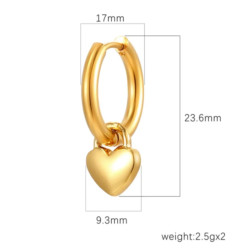 Stainless Steel Heart Hoop Earrings for Women Girl Allergy Free Wedding Party Jewelry