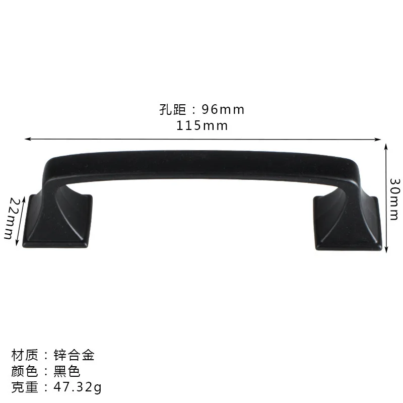Jingmao Cabinet Zinc Alloy Black Furniture American Handle Accessories Handle Wardrobe Drawer Hole Distance 96mm