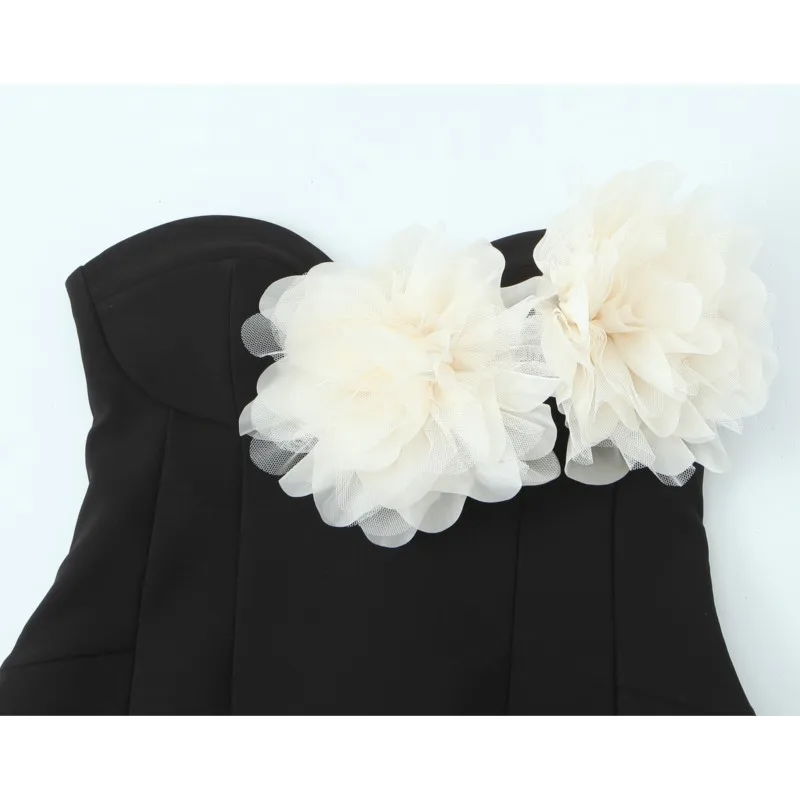 HipSeam Women Floral Bandeau Dress Spring Summer Sexy Backless Strapless Lady Mini Dress Asymmetric hem Female Short Dresses