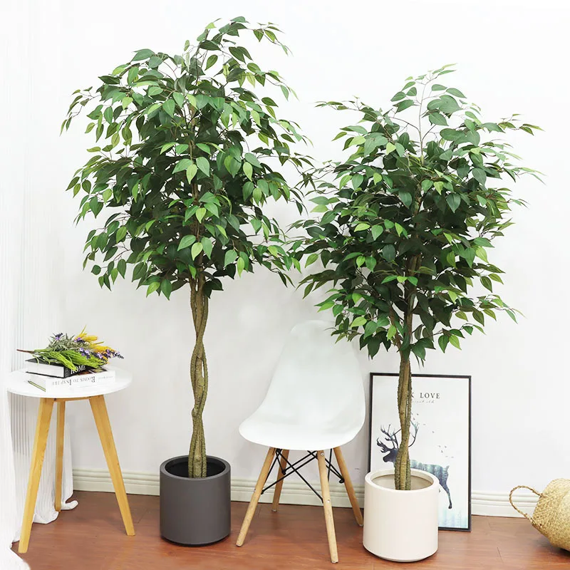 Large Artificial Ficus Tree Potted Fake Palm Tropical Plants Real Touch Banyan Bonsai for Home Office Wedding Garden Decoration