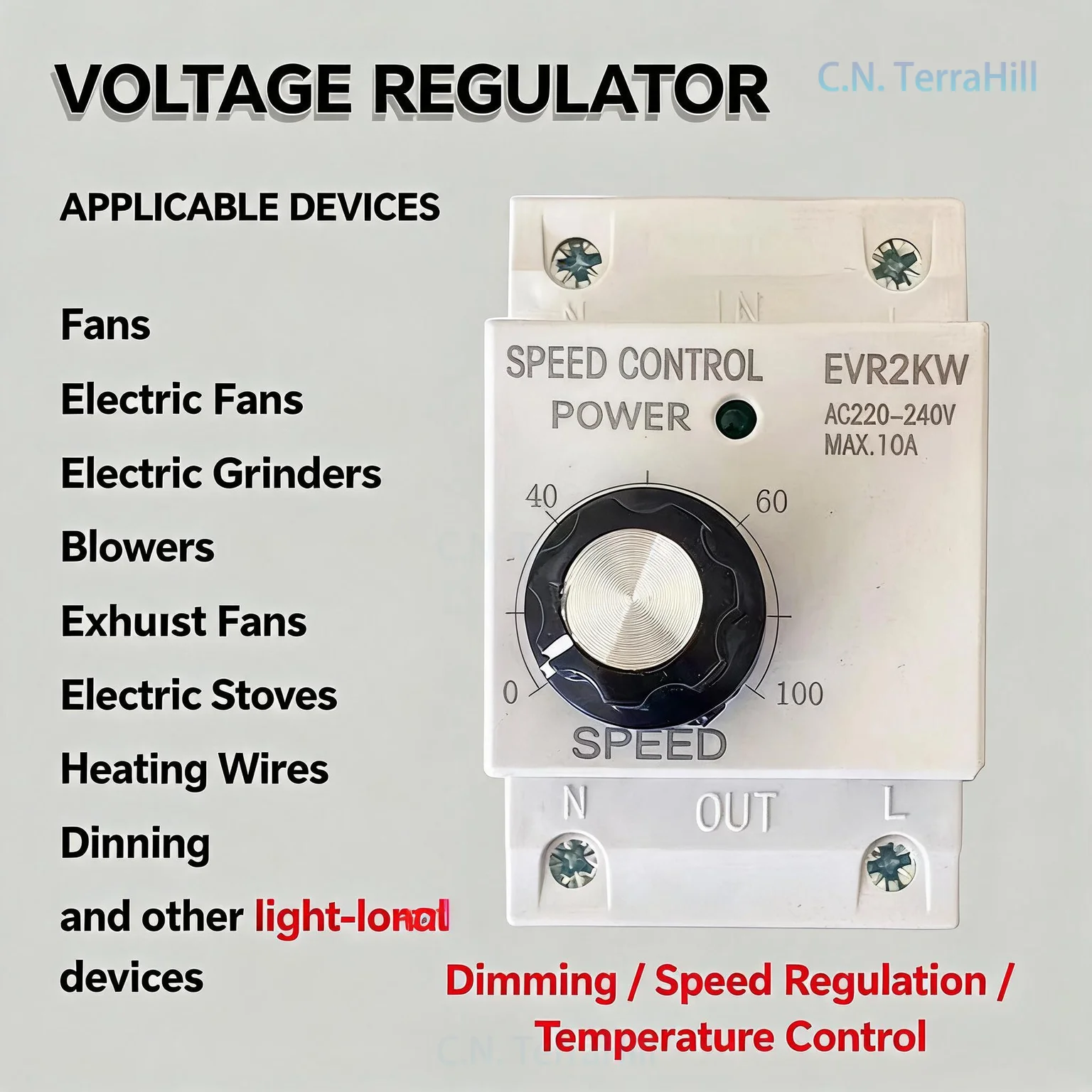 220V AC Motor Speed Controller for Angle Grinder, Fan, Exhaust Fan, Ceiling Fan, Variable Speed Electronic Voltage Regulator,