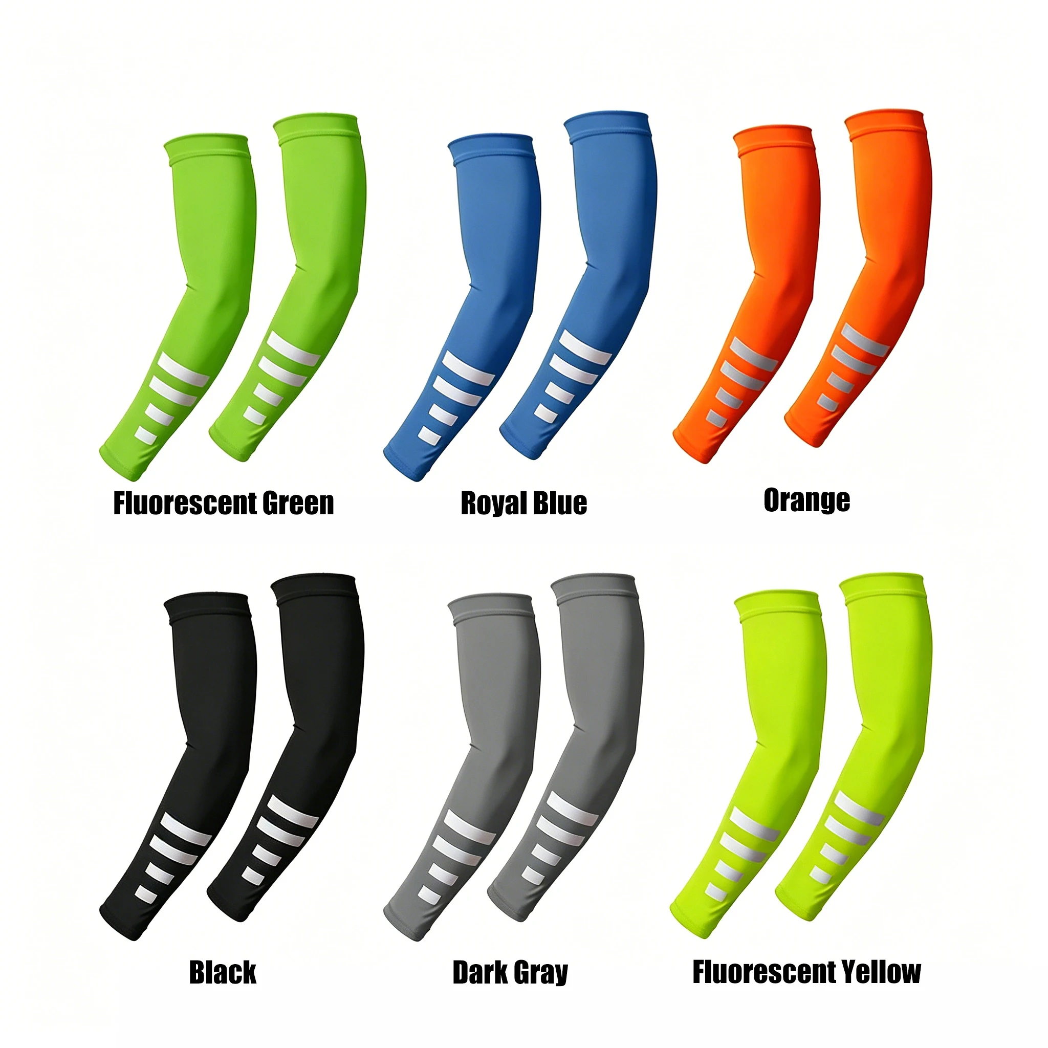 Outdoor Sun Protection Sleeves Dry Cycling Arm Sleeves Night Running Sports Protective Reflective Solid Color Ice Silk Sleeves