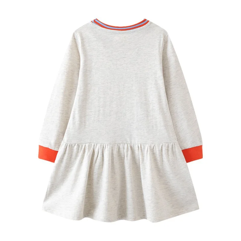 Little maven Long Sleeves Dress Light Color with Squirrel Lovely Children Autumn Casual Clothes for Kids 2-7 year