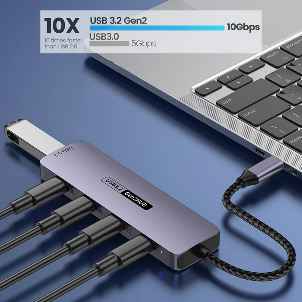 10Gbps USB3.2 Gen2 HUB USB C Splitter 3.2 Hub 10Gb High Speed do laptopa Macbook-Air MacBook Pro M4 M3 M2 Usb Extension Hub — zdjęcie produktu 4